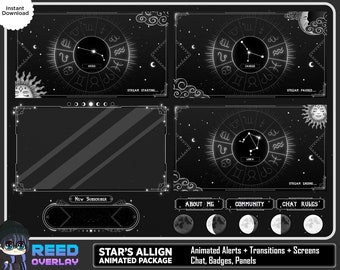 Zodiac Celestial Stream Overlay: Animated Tarot Astrology Twitch Pack (Digital Download)