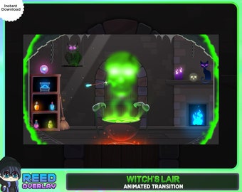 Geanimeerde streamovergang Witch's Lair: Spooky Halloween OBS Stinger (digitale download)