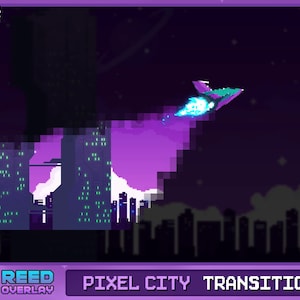 Cute Retro Pixel Style Animated Stinger Transition - Lofi Cityscape Twitch Scene Change Animation