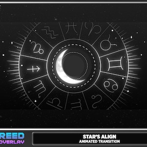 Animated Stinger Transition "Moon Phase" - Dark Celestial Stream Transition - Galaxy Celestial Style Animated Scene Change