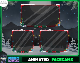 Full Animated Christmas Webcam Overlay Pack - Xmas Tree Gift Box Stream Decoration  - Ornamental Holiday Season Festive Facecam Overlay