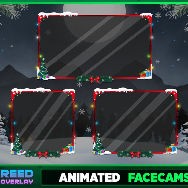 Full Animated Christmas Webcam Overlay Pack - Xmas Tree Gift Box Stream Decoration  - Ornamental Holiday Season Festive Facecam Overlay