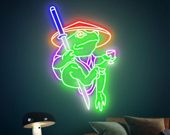 Ninja Frog Neon Sign, Samurai Sword Neon Sign, Custom Japan Neon Sign Japan Neon Sign, Japanese Neon Sign Japanese Decor Halloween Gift