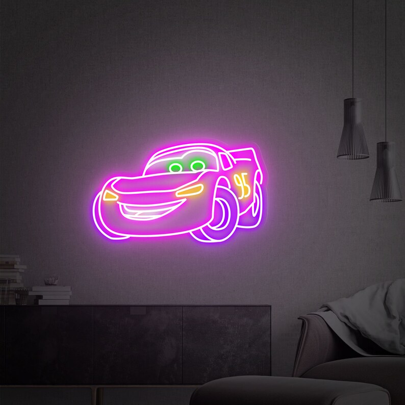 Cars Lightning Mcqueen Neon Sign Custom Size and Color Neon Etsy