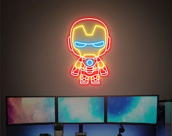 Cute Iron Man Neon Sign custom Size and Color Neon Lights Decor Game Room Wall, Decor Home Personalized Gifts From Fanyssineon