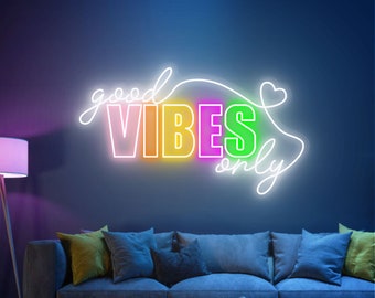 Good Vibes Only Neon Sign,Led Sign for Bedroom,Neon Bar Sign,Home Room Party Decor, Neon Lights for Wall Decor,Neon Wall Art Decoration