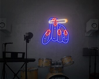 Hand Smoking LED Neon Sign,Bedroom Wall Decor Eye of the angel,Studio Room Wall Light Art Decor,Back to School Gifts