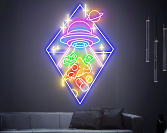 UFO Neon Sign ,Pizza Neon Lights , Star Neon Wall Decor Flying Saucer Bedroom Neon Night Light Creative Home Bedroom Room Wall Lamp