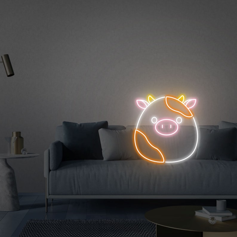 Cute Cow Neon Sign Gift Neon Sign Party Neon Bedroom Custom Etsy