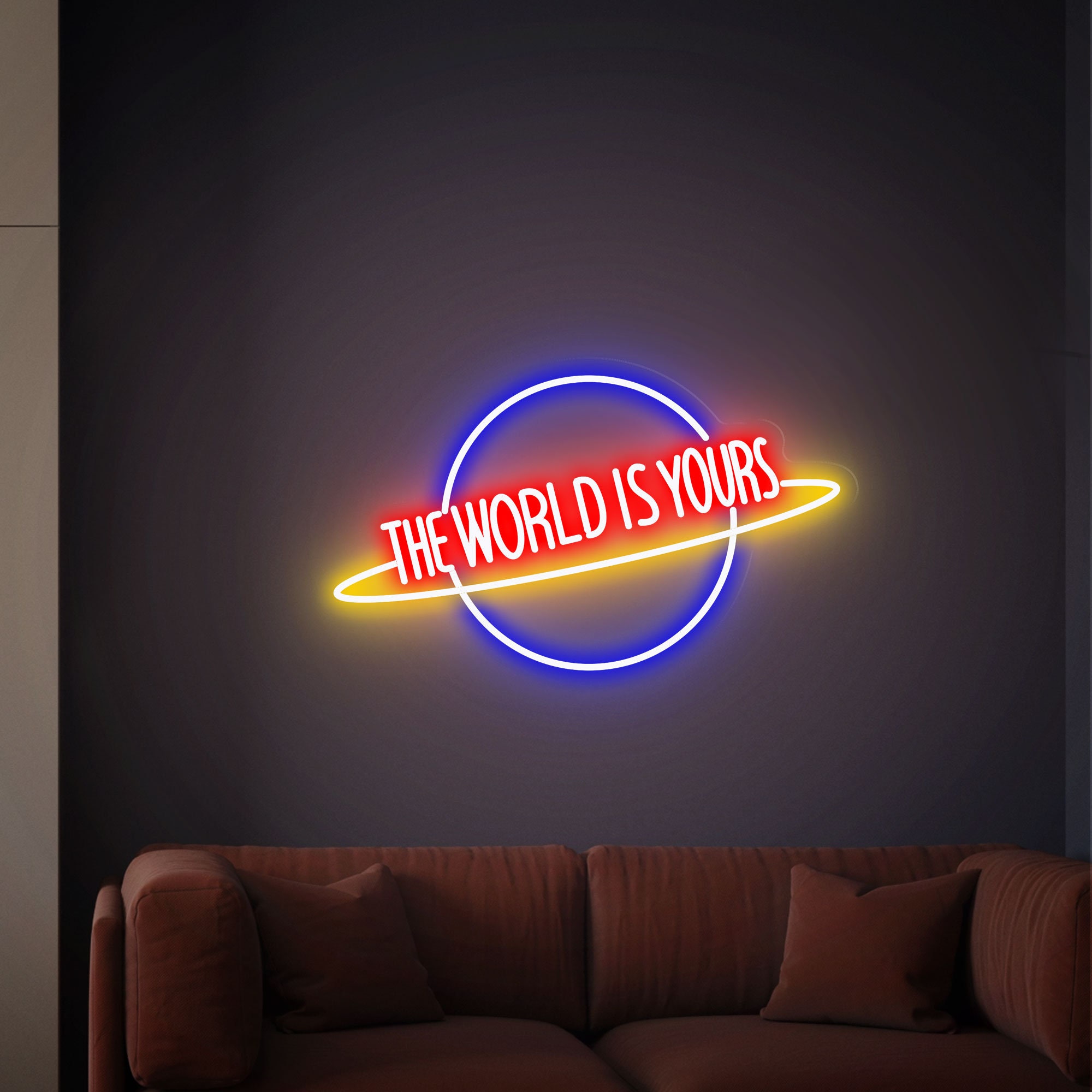 Moodlion The World Is Yours Neon Sign, Neon Signs for Wall Decor