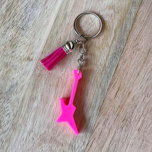 Star electric guitar keyring / keychain with tassel!