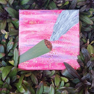Tiny joint painting : hot pink glittery sky and smoky texture