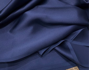 Tejido 100% PURA SEDA MORERA cortado a medida - Satén de seda azul oscuro - Confección de vestidos - Regalo para ella - Seda para coser - 19 mm - Satén de seda de lujo
