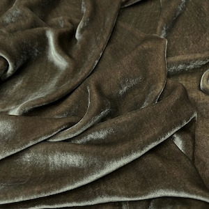 100% PURE MULBERRY SILK Velvet fabric by the yard – Brown Silk Velvet for Dress, Skirt, High End Garment – Gift for her – Silk for sewing