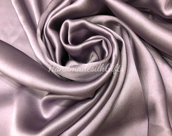 100% PURE MULBERRY SILK fabric by the yard - Light purple silk satin - Dress making - Gift for her - Silk for sewing - 19mm - Natural silk