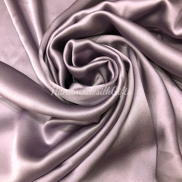 100% PURE MULBERRY SILK fabric by the yard - Light purple silk satin - Dress making - Gift for her - Silk for sewing - 19mm - Natural silk