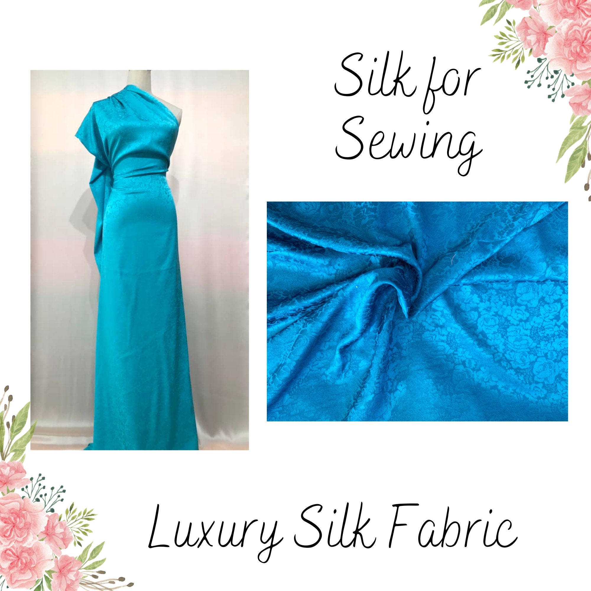 100 PURE MULBERRY SILK Fabric by the Yard Silk Jacquard Etsy