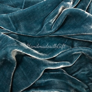 100% PURE MULBERRY SILK Velvet fabric by the yard – Velvet for Dress, Skirt, High End Garment – Gift for her – Sewing clothes - Blue velvet