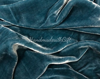 100% PURE MULBERRY SILK Velvet fabric by the yard – Velvet for Dress, Skirt, High End Garment – Gift for her – Sewing clothes - Blue velvet