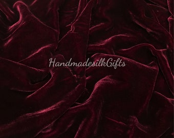 100% PURE MULBERRY SILK Velvet fabric by the yard – Red Silk Velvet for Dress, Skirt, High End Garment – Gift for her – Silk apparel fabric