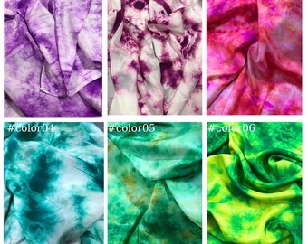 100% Pure Mulberry Silk fabric by the yard - Habotai silk fabric – Tie dye silk - Gift for women – Dress fabric yard - Silk apparel fabric