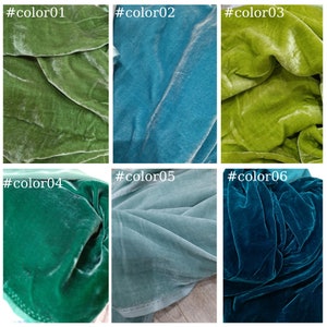 100% PURE MULBERRY SILK Velvet fabric by the yard – Silk Velvet for Dress, Skirt, High End Garment – Gift for her – Blue, green silk velvet