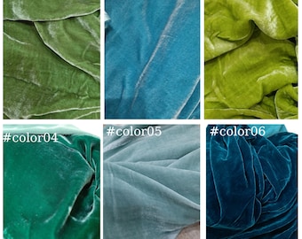 100% PURE MULBERRY SILK Velvet fabric by the yard – Silk Velvet for Dress, Skirt, High End Garment – Gift for her – Blue, green silk velvet