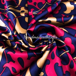 100% PURE MULBERRY SILK fabric by the yard – Silk satin – Floral silk fabric - Printed silk - Dress making – Gift for her - Silk for sewing