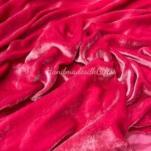 100% PURE MULBERRY SILK Velvet fabric by the yard – Pink Silk Velvet for Dress, Skirt, High End Garment – Gift for women – Silk for sewing