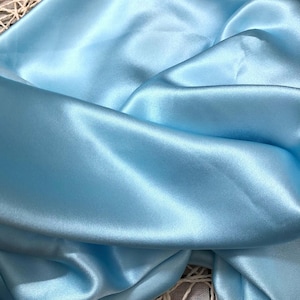 100% PURE MULBERRY SILK fabric by the yard – Blue satin – Satin silk fabric – Dress making – Gift for women – 19mm - Silk apparel fabric