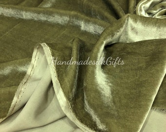 100% PURE MULBERRY SILK Velvet fabric by the yard – Green Silk Velvet for Dress, Skirt, High End Garment – Gift for her – Sewing clothes