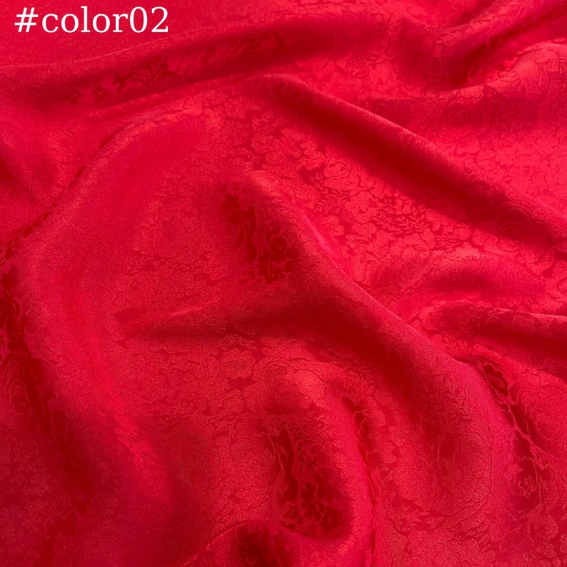 100% PURE MULBERRY SILK fabric by the yard Silk Jacquard Floral silk Dress making Gift for her Silk for sewing Rose pattern #color02