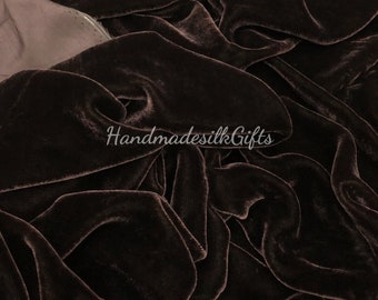 100% PURE MULBERRY SILK Velvet fabric by the yard – Velvet for Dress, Skirt, High End Garment – Gift for her – Sewing clothes - Brown velvet