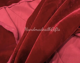 100% PURE MULBERRY SILK Velvet fabric by the yard – Red silk velvet for Dress, Skirt, High End Garment – Gift for women – Silk for sewing