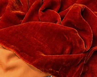100% PURE MULBERRY SILK Velvet fabric by the yard – Orange Silk Velvet for Dress, Skirt, High End Garment – Gift for her – Sewing clothes