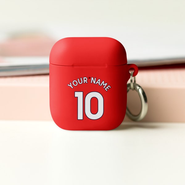 Camiseta de fútbol personalizada AirPod caso nombre personalizado y número premiership AirPod caso Premier League AirPod caso FIFA estadísticas airpod caso