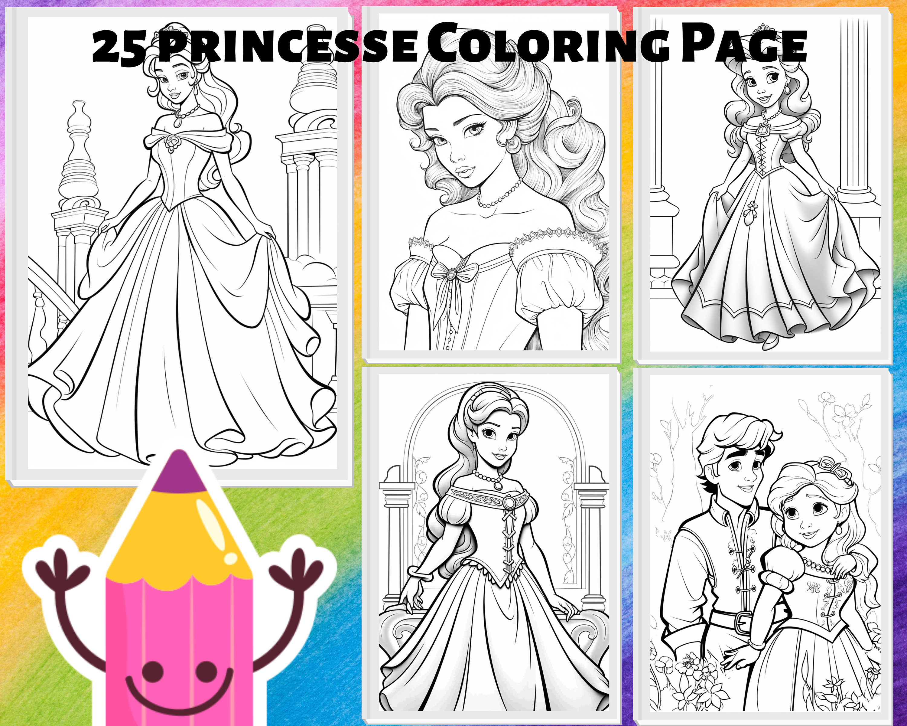 Princess Coloring Pages Cute Printable Coloring Book - Etsy
