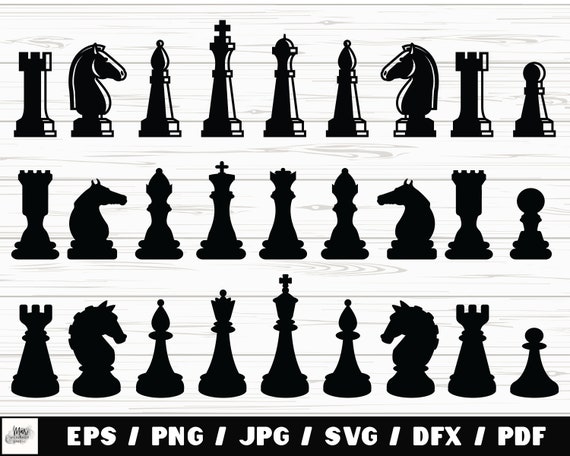 Chess Pieces SVG • Clip Art Cut File Silhouette dxf eps png jpg • Instant  Digital Download