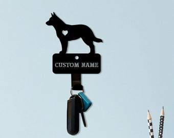 Australian Cattle Dog Key Holder, Metal Leash Hanger, Entryway Decor