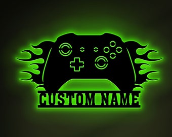 Personalized Video Game Controller Metal Wall Led Lights, Gamer Wall Art, Game Room Decor, Boys Room Decoration, Gift For Him, Game Lover