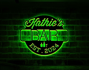 Custom LED Bar Metal Sign, Personalized Wall Art, Man Cave Decor