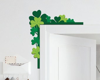 Shamrock Door Corner, St Patrick's Day Decor, Irish Good Luck Charm