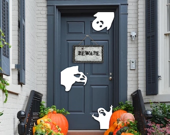 Ghost Halloween Door Corner Sign, Polywood Door Decor (Set of 3)