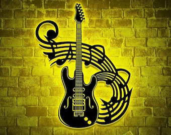 LED Guitar Metal Wall Art, Music Room Decor