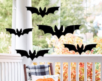 Halloween Set of 5 Hanging Black Bats Sign, Bats Metal Sign, Hanging Scary Bats, Halloween Yard Decor, Outdoor Decor, Porch Garden Decor