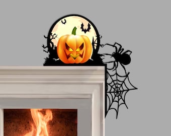 Halloween Door Corner Sign, Pumpkin, Spider Web Decor