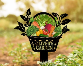 Custom Vegetable Garden Sign, Stainless Steel Metal Yard Art