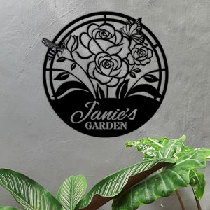 Custom Garden Metal Sign Wall Art with Lights, Personalized Gift, Flower Garden Art, Gardening Sign, Garden Lovers Gift, Housewarming Gift