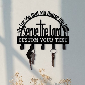 Custom Christian Metal Key Holder for Wall, Bible Verse Wall Mount, Key Rack, Christian Wall Decor, Religious Gift, Entryway Decor, Jesus