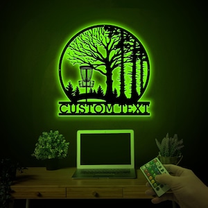 Custom Disc Golf Metal Sign with Led Lights, Personalized Disc Golfer Name Sign, Disc Golf Wall Art, Sprorts Sign, Gift For Dad, Home Decor